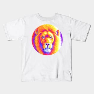 Sunset on the Savanna - Colorful African Lion Kids T-Shirt